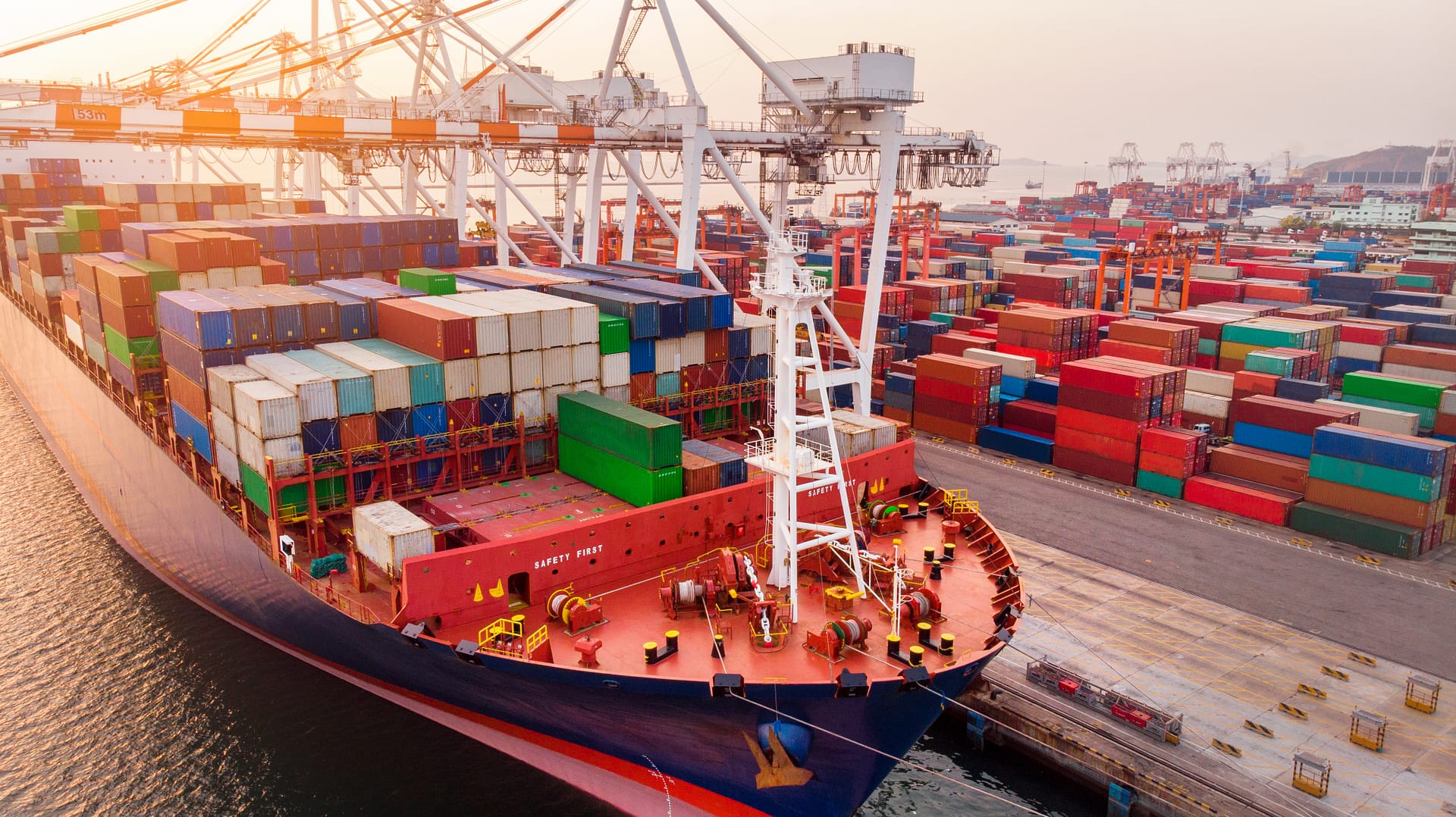 Cargo being loaded onto a ship